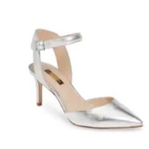 Louise et Cie Kota Ankle Strap Pump 
 STERLING METALLIC LEATHER, Size 8.5M